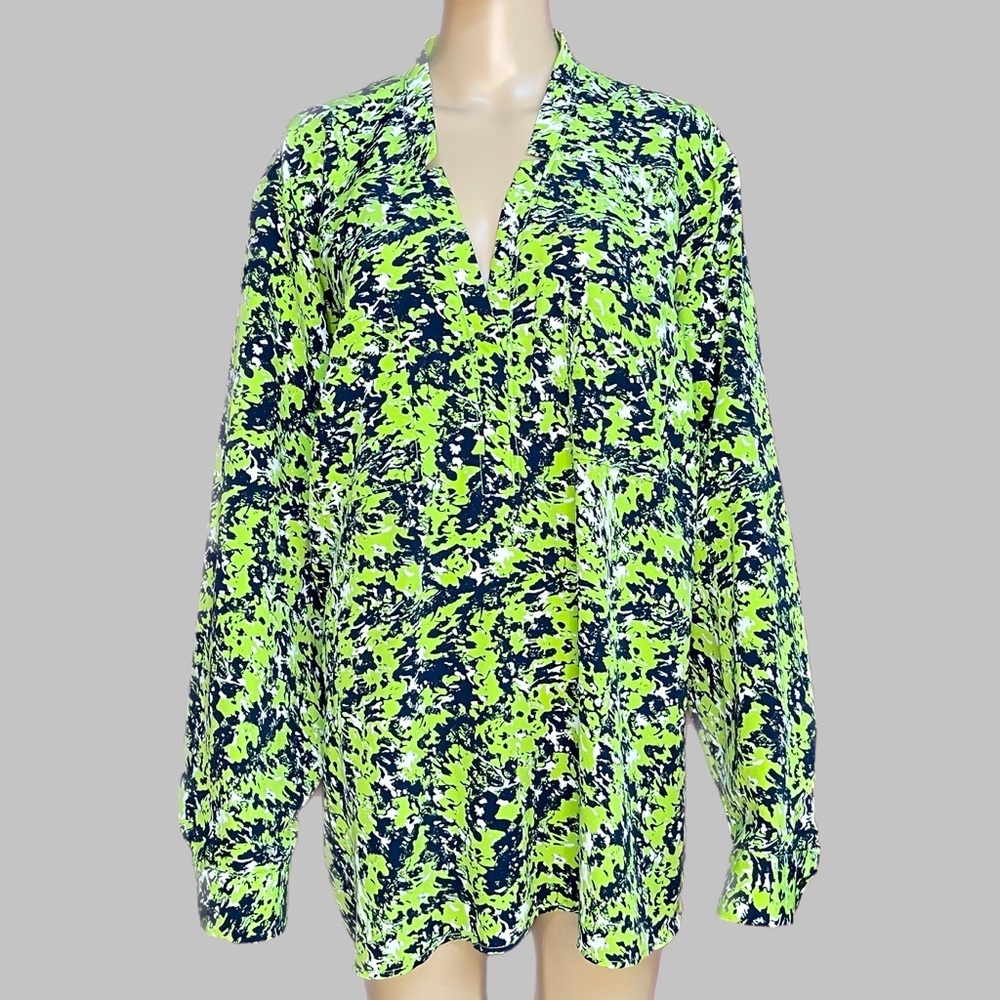 Ryan Wythe Deep Plunge Abstract Blouse Size 4X